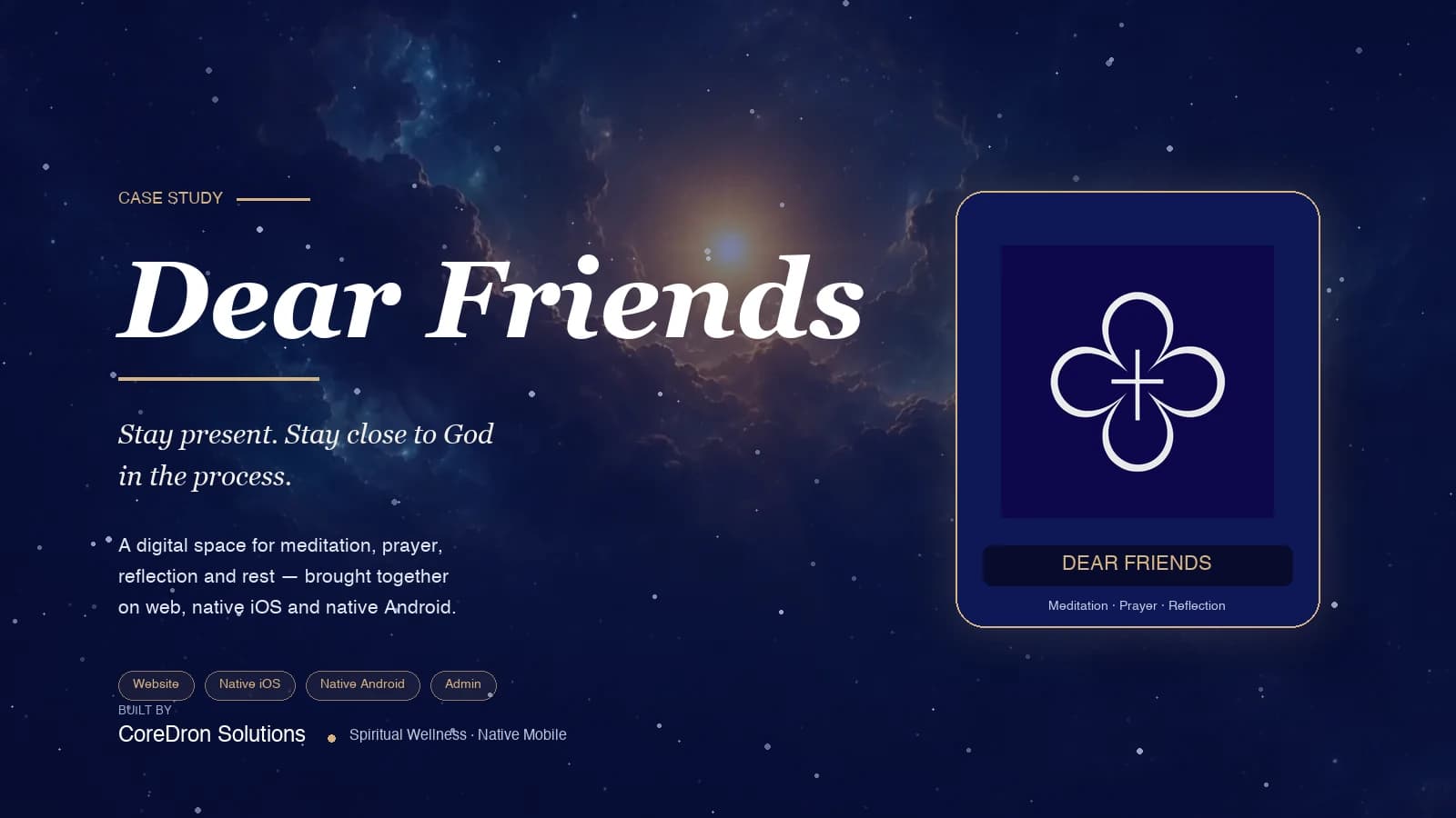Dear Friends — Spiritual Wellness & Meditation Platform case study cover