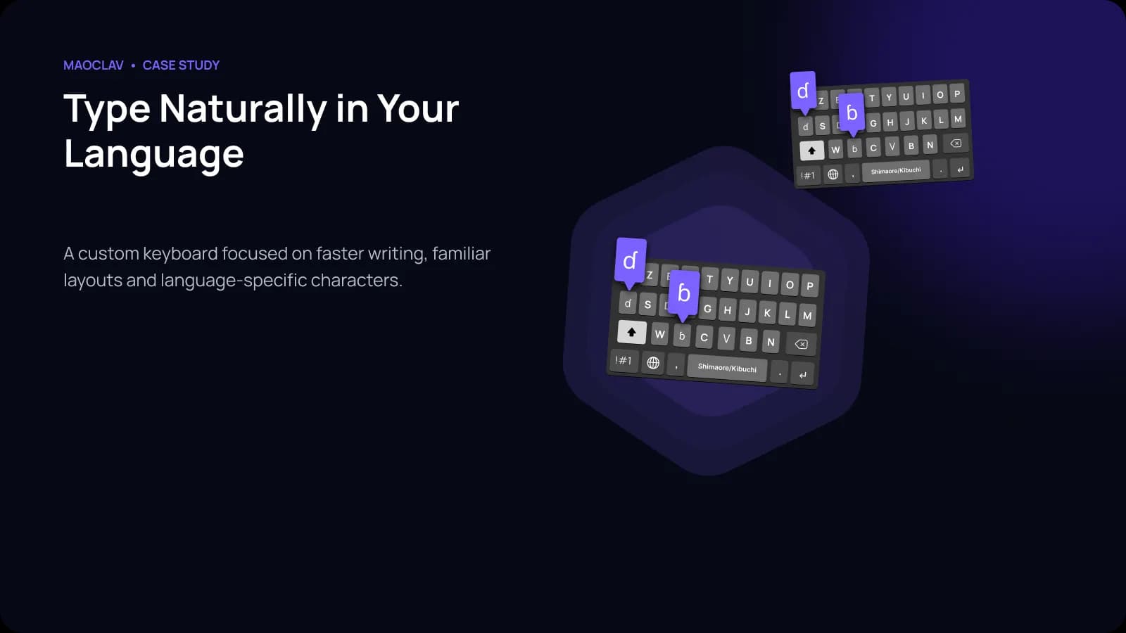 Maoclav case study — Type Naturally in Your Language, custom keyboard focused on faster writing, familiar layouts and language-specific characters