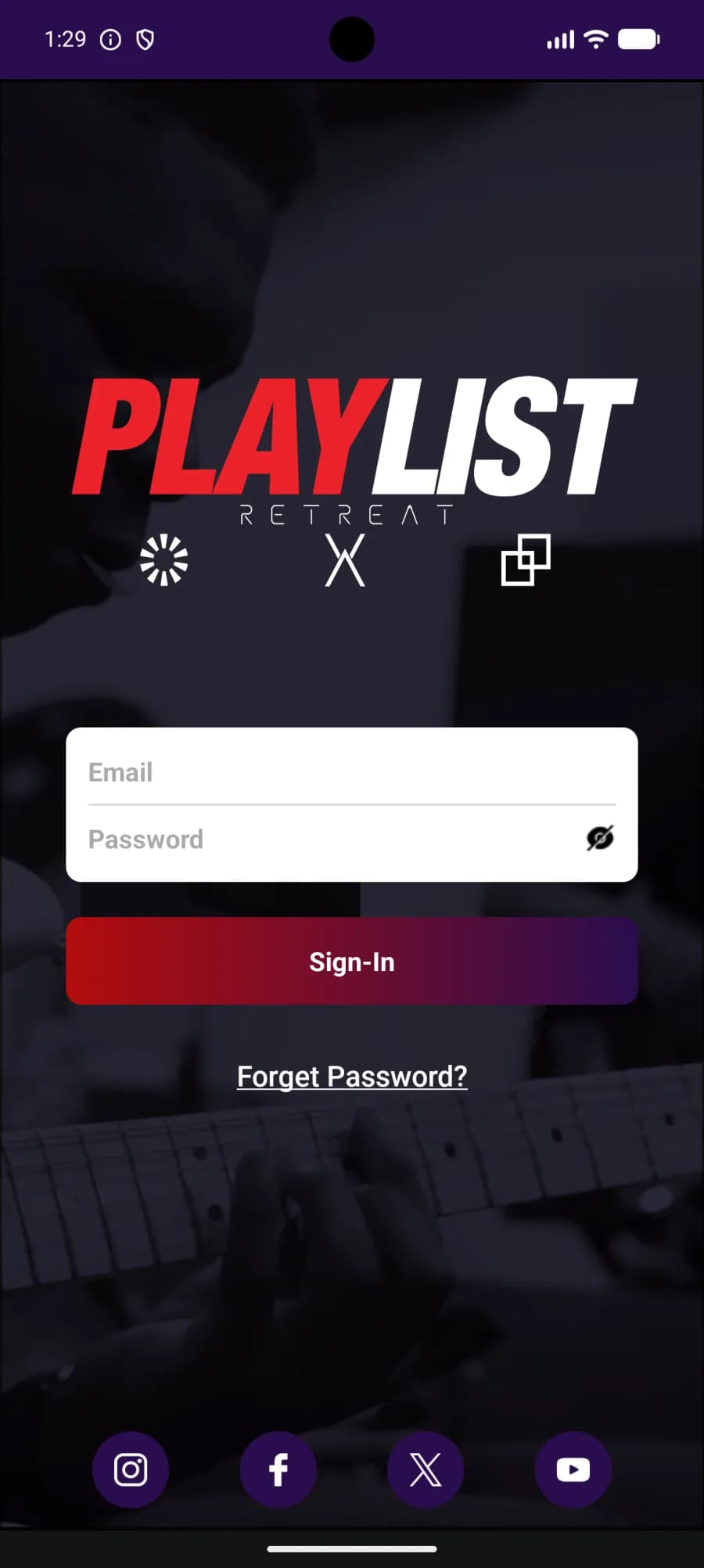 PLAYLIST Retreat mobile app schedule screen