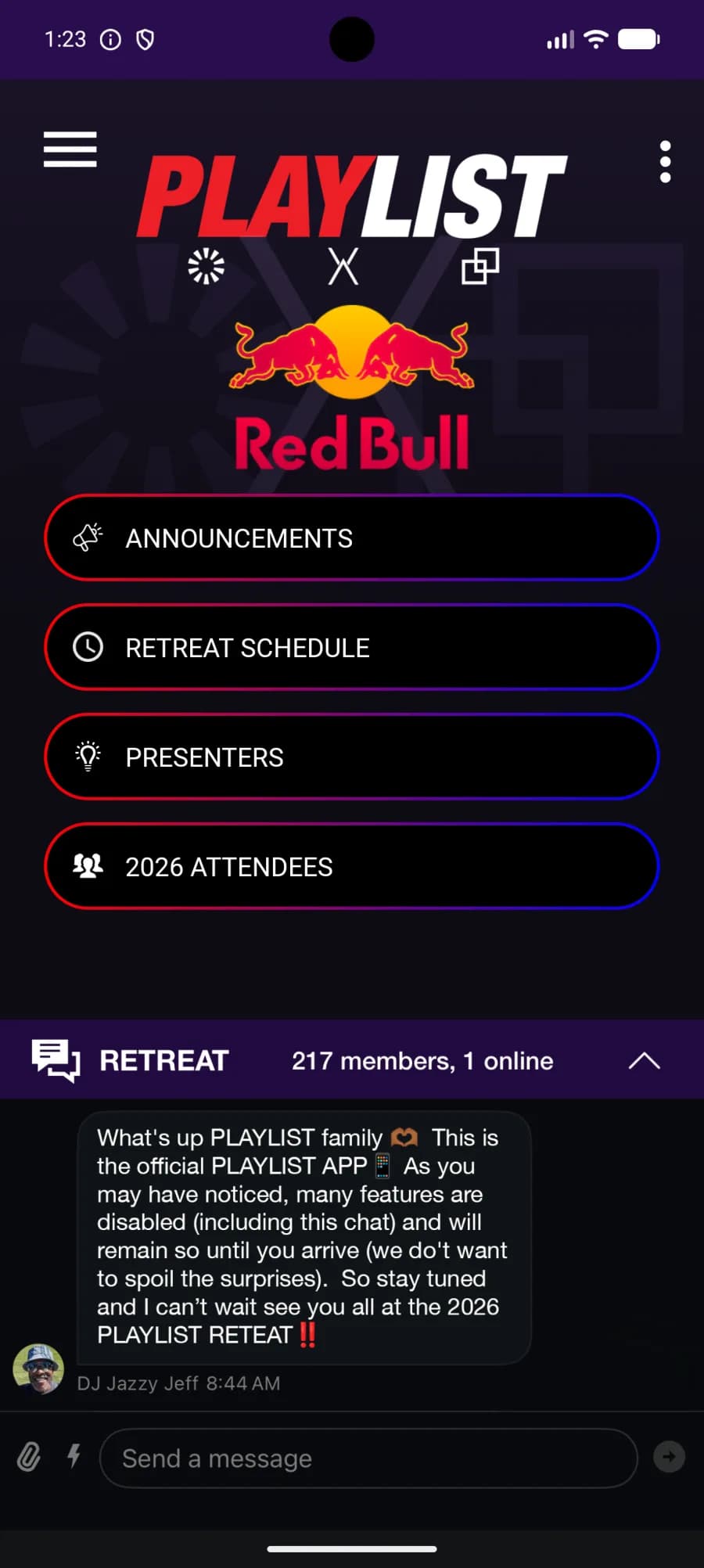 PLAYLIST Retreat mobile app community screen