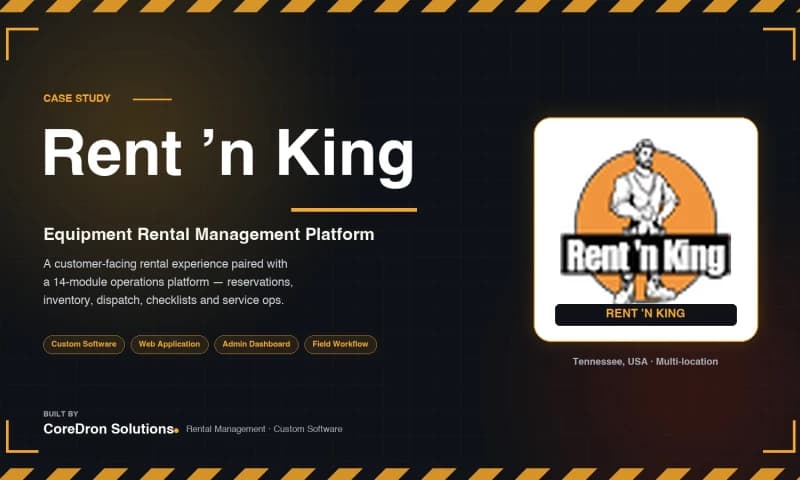 Rent 'n King — Equipment Rental Management Platform case study cover
