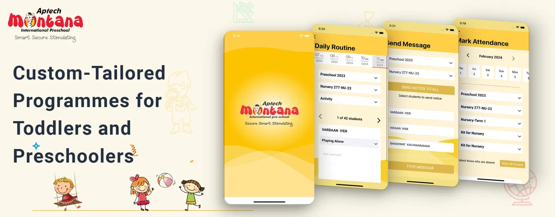 Aptech International Preschool — Parent Engagement & Smart School App — product overview