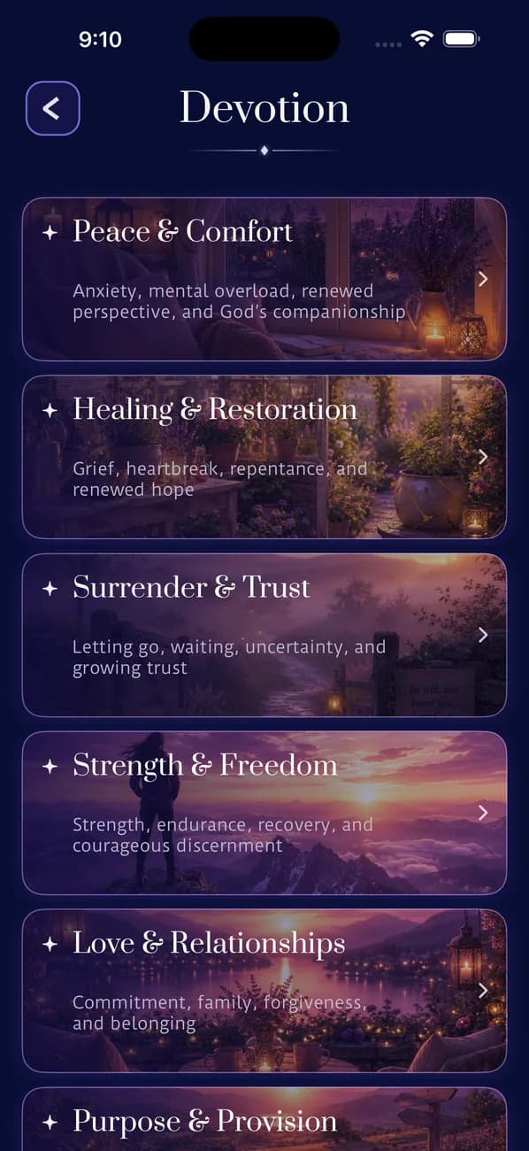 Dear Friends devotion themes list grouped by real-life situations