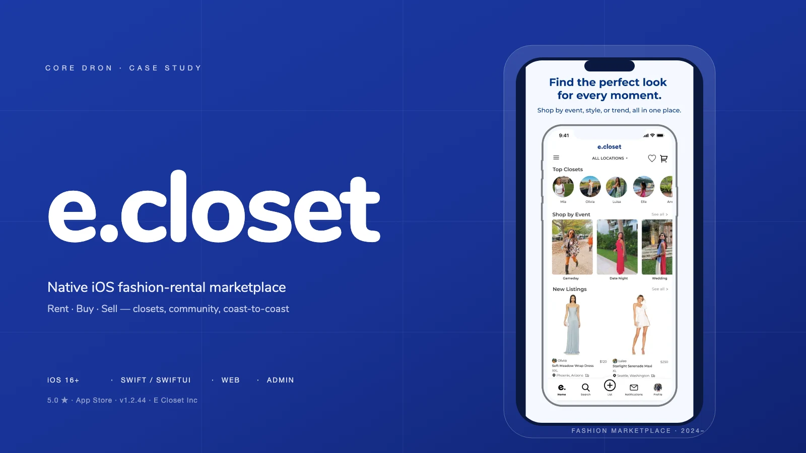 E Closet — Native iOS Fashion Rental & Resale Marketplace